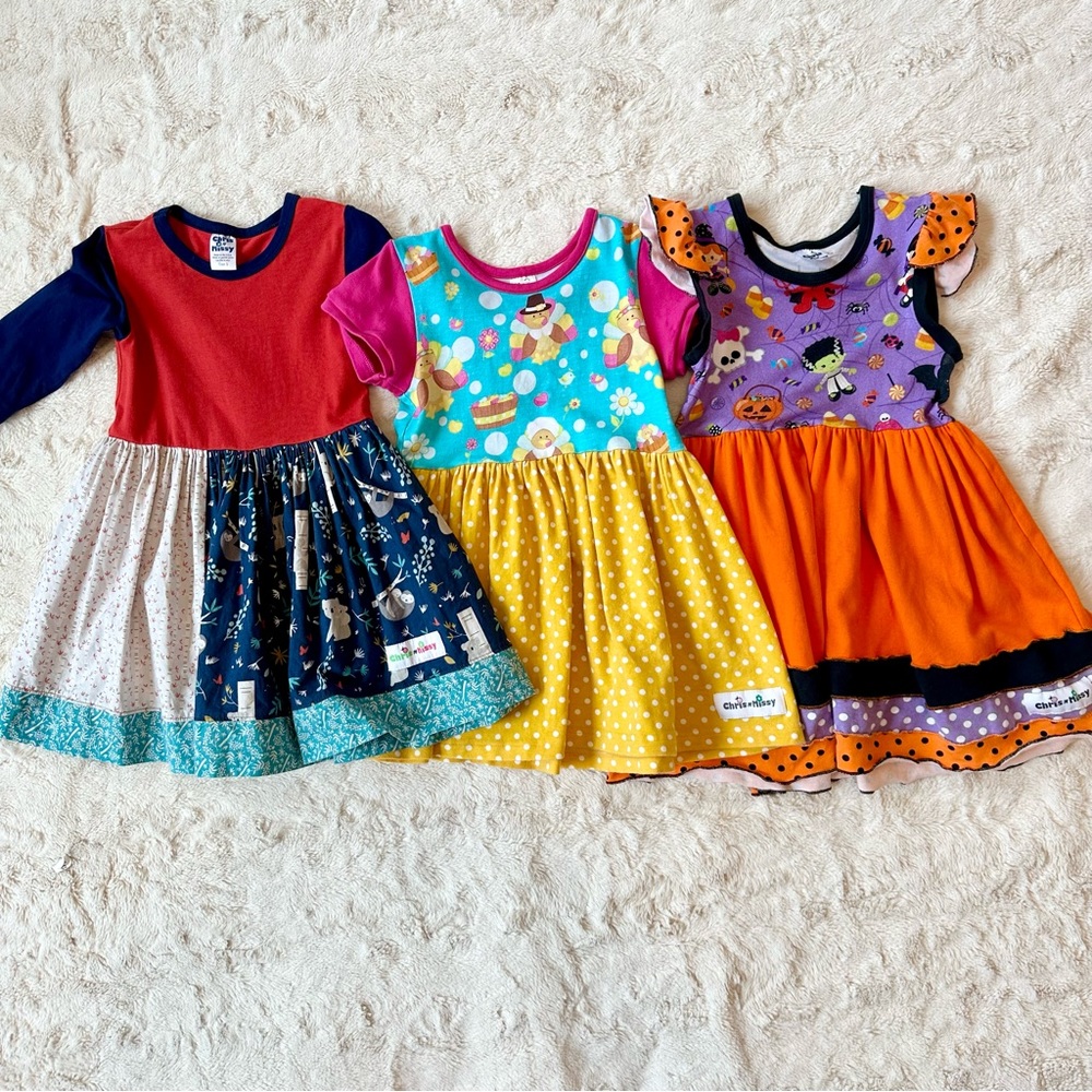 Chris N Missy Dress Toddler Girl Size 3T Boutique Halloween Thanksgiving Animals